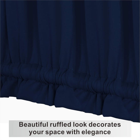 Aquazolax French Door Curtains Drapes, 54x40 Inches Solid Blackout Panels with Tiebacks, Navy Blue
