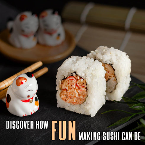 Alas Complete 20 Piece Sushi Making Set, Kit for Beginners & Pros with Knife, Mats, Rice Bazooka, Dipping Plate