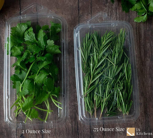 JA Kitchens 2 Pack 20 Ounce Large Herb Clamshell Container - Disposable