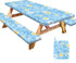 HobbLab Picnic Table Cover with Bench Covers Portable Table Cloth Built-in Storage Pocket