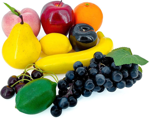 Lorigun Artificial Fruits Set for Decoration - Fake Fruits Props, 10 Kinds of Fruit (Total 12 Pcs)