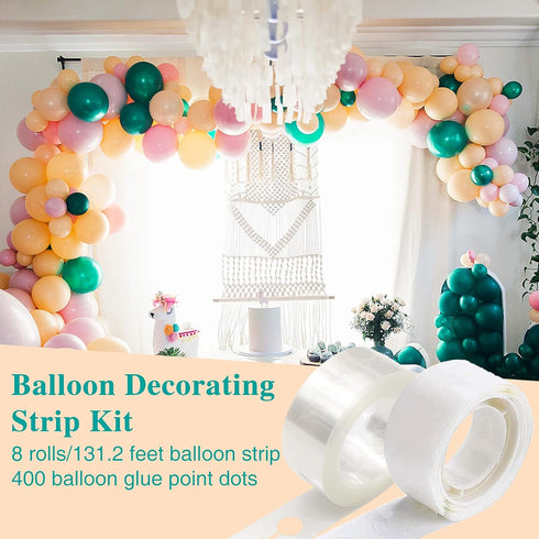 12 Rolls Balloon Arch Tape, 131.2 Feet Tape Strip with Holes, 400 Removable Dots for Party Decorations, Birthday,
