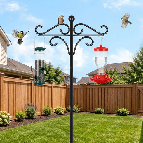 SEGNAYEN 92 Inch 1 Pack Bird Feeder Pole Stand Squirrel Proof, Shepherds Hooks for Outdoor Heavy Duty Feeders Stand