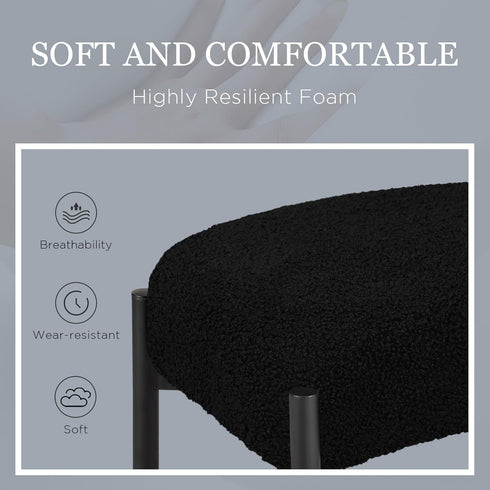 16.3"L 12.8"W 17.3"H 4 Vanity Stool Chair Faux Fur, x x Soft Ottoman, Makeup Chair Bench Furry Padded Seat with Metal