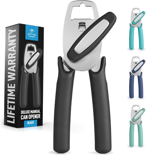 Zulay Kitchen Heavy Duty Stainless Steel Can Opener, Manual with Large Bottle Opener, Rust Proof, Smooth Edge, Easy