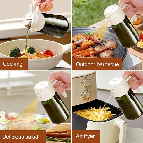 2PCS 16oz/470ml 2 1 YARRAMATE Oil Sprayer for Cooking with Stickers, Food-Grade in Olive Oil Dispenser Bottle