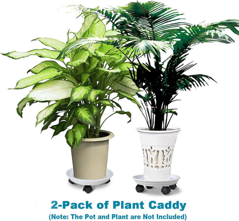 2 Pack of Plant Stand Rolling Caddy with Wheels, Movable Flower Plant Pot Pallet, Indoor Outdoor Planter Tray Dolly