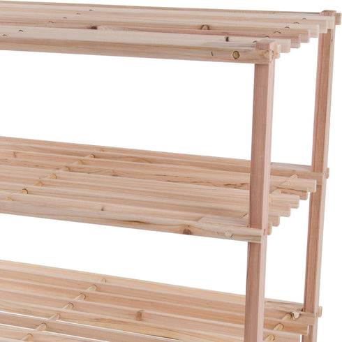 4-Tier Closet, 12 Shoe Storage Rack - Wood Shoe Organizer for Bathroom, Entryway - Footwear Shelf Holds Pairs Sneakers