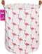 Laundry Hamper Large Canvas Fabric - Lightweight Storage Basket for Toy Organizer and Dirty Clothes (Flamingos)