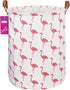Laundry Hamper Large Canvas Fabric - Lightweight Storage Basket for Toy Organizer and Dirty Clothes (Flamingos)