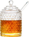 Iyulania Glass Honey Jar with Lid and Dipper, Honeycomb-Inspired Design Container, Heavy Honey
