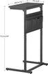 LET501B C Shaped End Table, Side Table for Sofa, Small TV Tray, Couch Table with Storage Bag for Small Space, Living