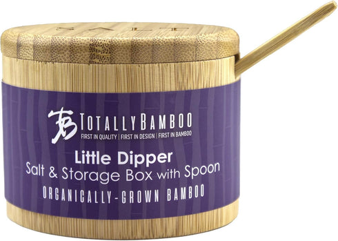 6 Totally Bamboo Little Dipper Salt Cellar Bamboo Storage Box with Magnetic Swivel Lid, Ounce Capacity, Includes Salt