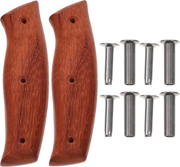 Zerodeko Kitchen Knife Replacement Handle, Wooden Knife Repair Handle with Nuts for Home (Dark Red)