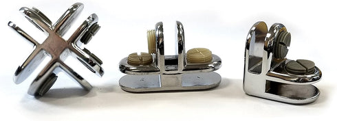 Glass Cube Connectors for 3/16" Thick Glass, 2 Way Glass Cubby Display Joiner, Chrome, 10 Pack