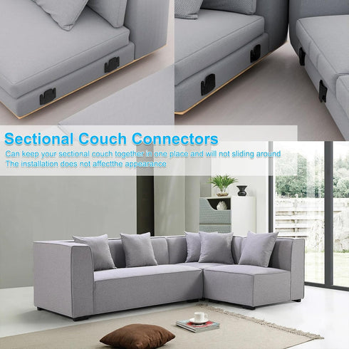 Sectional Couch Metal Connectors, 4 Pcs Universal Sofa Interlocking Furniture Connector with Screws for Loveseat,