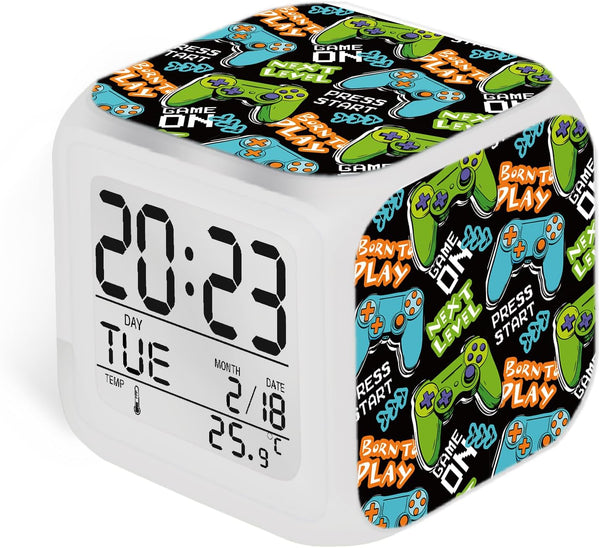 ZonleeApex Alarm Clock with Joysticks Print for Boys Girls, Game-Themed Kids Alarms, Digital