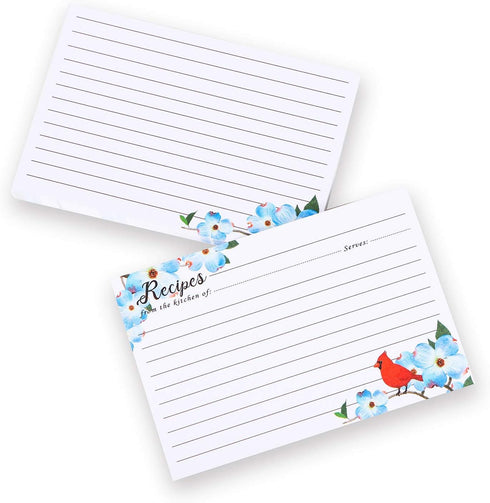 COFICE Recipe Cards 4x6 Inch, Double Sided, Cut Thicken Card Stock, 50-Pack (Bird)