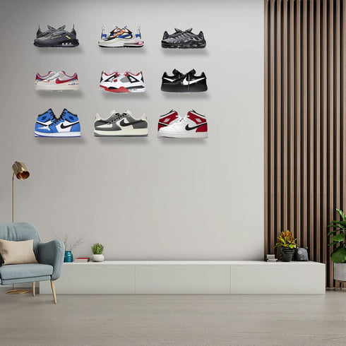 6 PCS Acrylic Floating Shoe Rack Wall Mount Display Shoe Rack Transparent Storage Rack for Home Use Sneaker Display