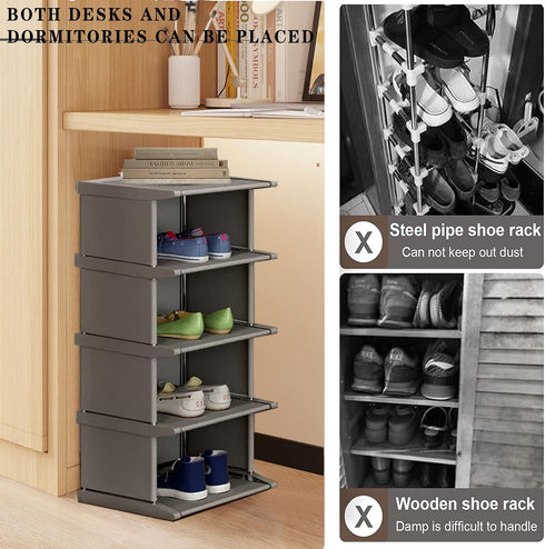 18 Entryway,Hallway,Closet, AFOORD Narrow Shoe Rack Tiers, Tall Skinny Shoe Organizer, Small Space and Vertical Shoe