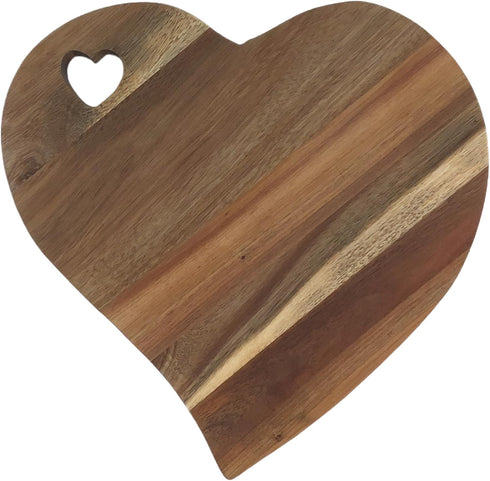 Heart Shaped Charcuterie Board, Unique Wooden Cutting Board for Meat and Cheese Platter, Acacia Wood