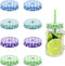 Cosmos 8 Pcs Regular Mouth Mason Jar Lids | Decorative Metal Jar Lids with Straw Hole Design
