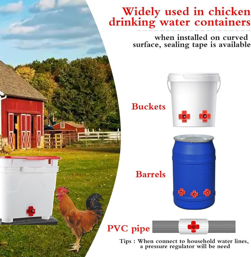 12 Pcs Horizontal Chicken Waterer Nipples with Drill Bits, Leakproof Poultry Watering System for Chicken Coop, Durable