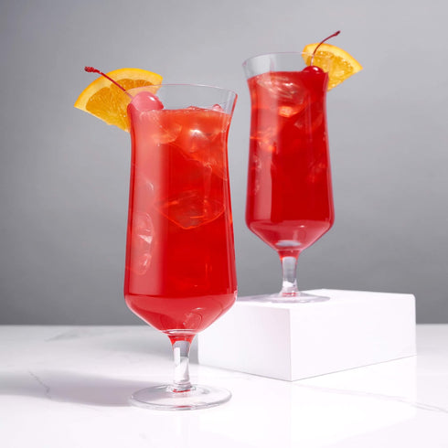 "Viski Raye 14oz Hurricane Glasses Gift Set of 2, Clear Crystal Glasses for Pina Coladas and Tropical Cocktails"