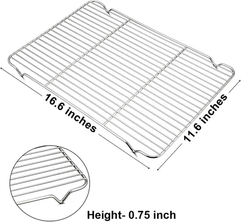 P&P CHEF Baking Rack Set of 2 - 16.6''x11.6 Stainless Steel Wire Cooling Drying Roasting Rack