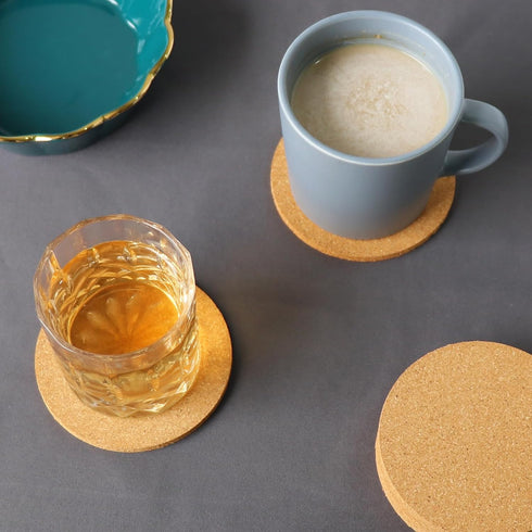 Tivnhuils 6Pcs Cork Coasters Set, 3.9 Inch Desk Coaster for Cup and Plant