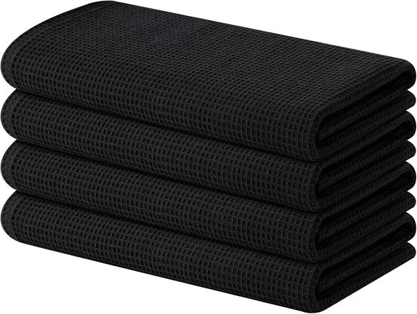 Homaxy 100% Cotton Kitchen Towels, Waffle Weave Soft and Absorbent, 4 Pack, 16 x 26 Inches