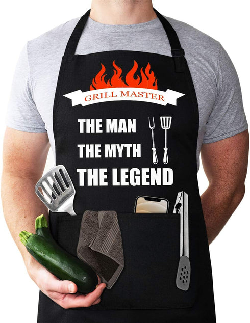 Aprons for Men - Funny Adjustable Neck Strap, Waterproof & Oil-Proof, Best for Grilling, Husband Birthday Gift
