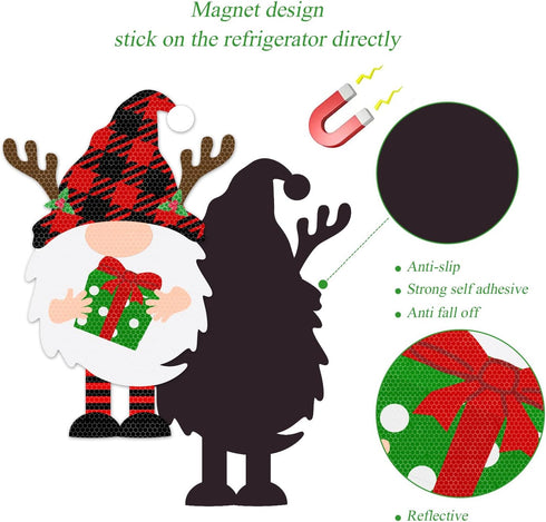 23 PCS Christmas Car Magnets, Reflective Christmas Decorations, Cute Gnome Magnets Set for Xmas Holiday Decoration