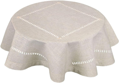 Grelucgo Small Double Hemstitch Solid Color Natural Tablecloth for Coffee Table, Round 36
