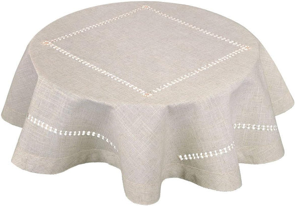 Grelucgo Small Double Hemstitch Solid Color Natural Tablecloth for Coffee Table, Round 36