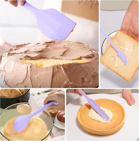 5 Piece Purple Silicone Spatula Set, Heat Resistant Kitchen Utensils Set, Dishwasher Safe for Nonstick Cookware