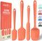 Silicone Spatula Set - 4-Piece Heat Resistant Rubber Spatulas for Nonstick Cookware - Orange