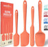 Silicone Spatula Set - 4-Piece Heat Resistant Rubber Spatulas for Nonstick Cookware - Orange