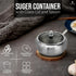 12oz Countertop 350ml Sugar Bowl with Lid and Spoon | Sugar Container for Coffee Bar | Stainless Steel Holder Jar