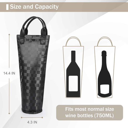 Tirrinia Insulated Wine Tote Carrier, Portable Single Wine Bottle Cooler Bag for Travel and Parties