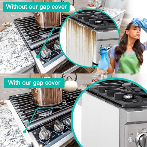 Stove Gap Covers, 2 Pack Kitchen Silicone Oven Gap Filler - 21 Inches Countertop Strips Guard, Easy to Clean (White)