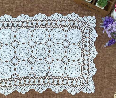 Damanni Cotton Handmade Crochet Lace Table Runner Doilies, 19 Inch by 35 Inch, White Dresser Scarves