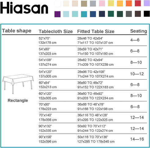 Hiasan Black Rectangle Tablecloth, 54 x 80 Inch, Waterproof & Wrinkle Resistant for Dining, Party, Outdoor Use