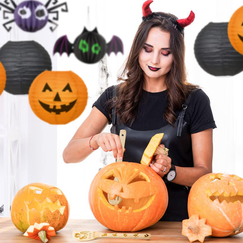 7Pcs Halloween Hocus Pocus Theme Wooden Spoons, Slotted Spatula Set, Non-Stick Cooking Utensils Gift Idea