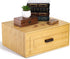 Kingrol Bamboo Cube Storage, Stackable Desk Drawer Organizer with Handle for Home Office, 15 x 11.75 x 6.5 Inch