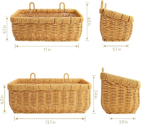AceList Wall Hanging Basket, Set of 2 Boho Style Hand-Woven Storage Baskets for Kitchen, Garden, and Living Room