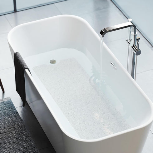 40 16 Inch, HITSLAM Non Slip Bathtub Mat x Extra Long Bath Mat for Tub, Soft PVC Loofah Shower Floor Mat with Drain