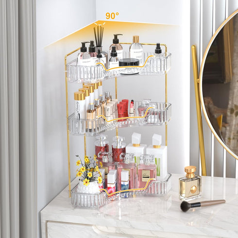 3-Tier Counter Countertop, Countertop GTI Corner Bathroom Organizer, Large Capacity Makeup Organizer Perfume Cosmetics