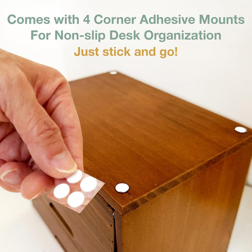 Store and Display Wooden Desk Top Organizer Cabinet, Mahogany Wood Chest with 4 See-Through Drawers