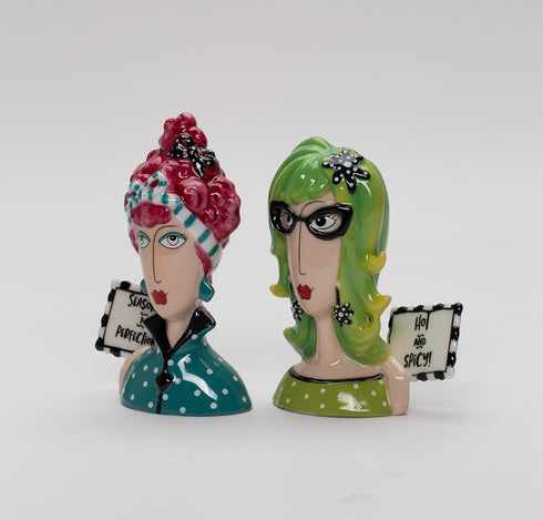 Fine Porcelain Dollymama's Lady Perfection-Spicy Salt and Pepper Shaker, 4-7/8" H